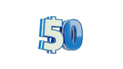 3D Render of the Number 50 on White Background