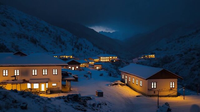 winter night in sonmarg valley snow landscape kashmir india zoom out video