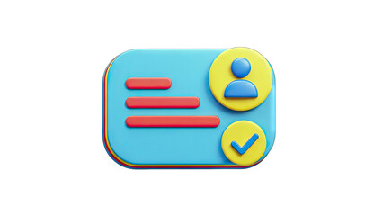 3D ID Card with Checkmark and User Icon