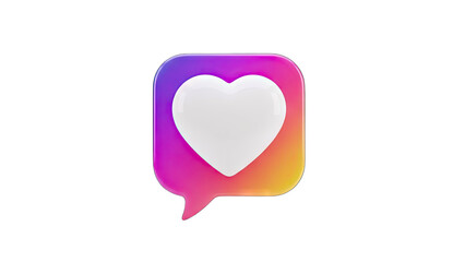 3D Instagram Like Icon on White Background