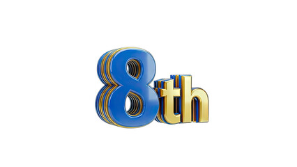 3D Rendered 8th Number on White Background