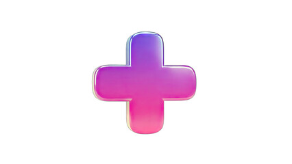 3D Plus Sign Floating on White Background