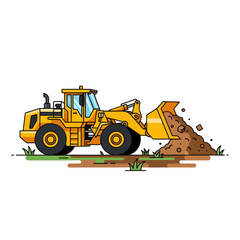 illustration of a construction bulldozer in operation with detailed machinery and earth moving