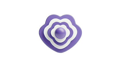 3D Purple Flower Icon on White Background