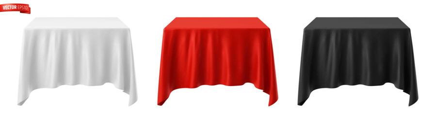 Vector realistic illustration of tablecloths on a white background.
