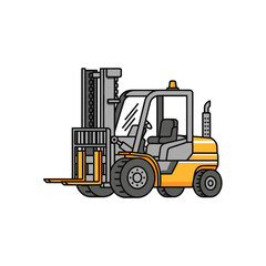 Detailed Illustration of a Heavy-duty Forklift Machine Used for Material Handling and Warehouse