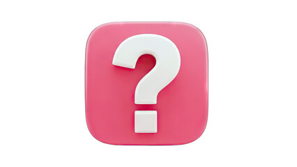 3D Question Mark on Pink Square - Inquiry Concept