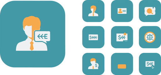 Business communication icons with speech bubbles and media symbols