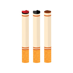 Set of Cigarette stick concept illustration, Cigarette vector file, Cigarette icon, simple icon set. Tabbacco smoke concept illustration in vector flat style.