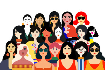 Colorful Female Characters in Modern Flat Design