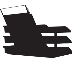 Sleek Silhouette Vector Graphic of a Comfortable Wooden Outdoor Lounge Chair for Relaxation