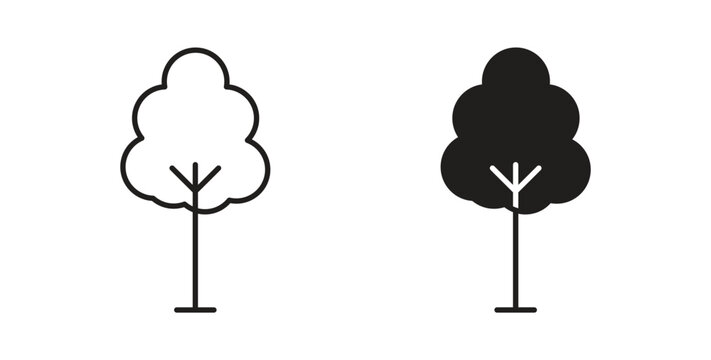 Trees icon with glyph and line. black vector icons for Web UI