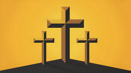 Naklejka premium Three crosses on a yellow background