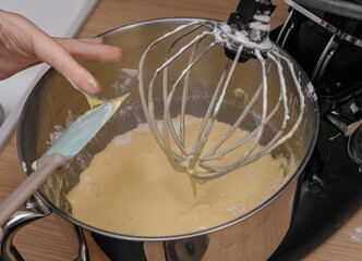 mixing dough for baking