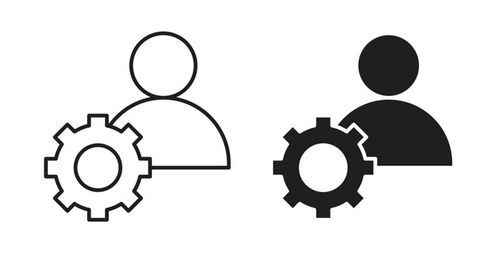 User gear icon with glyph and line. black vector icons for Web UI