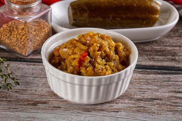 Green chopped pickled relish dip