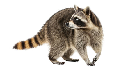Raccoon walking isolated on a transparent background
