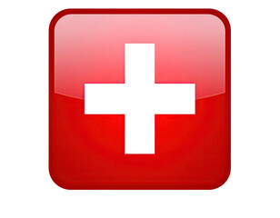 Obraz premium A shiny red square with a white cross emblem