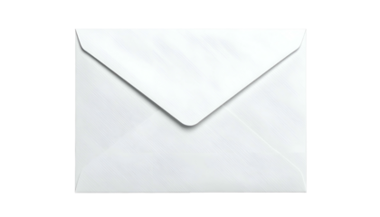 A pristine white paper envelope, sealed at the top with a triangular flap. It's against a black background