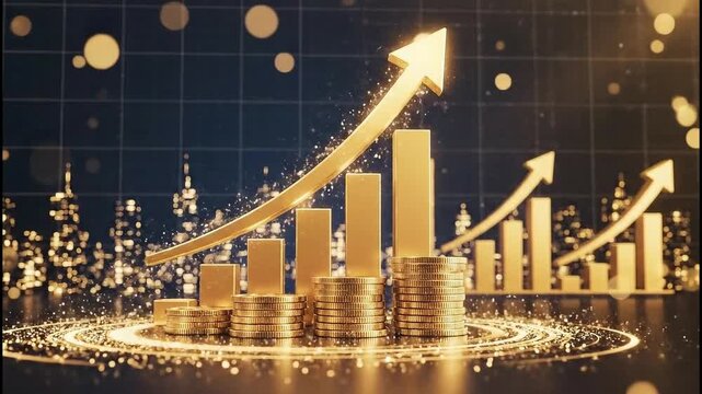 Golden Arrow Chart Showing Exponential Financial Profit Growth