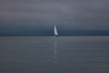 the germany chiemsee lake with a boat