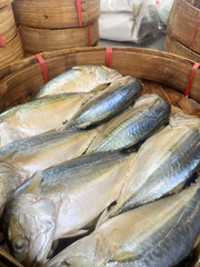 Fresh thai mackerel in blamboo basket