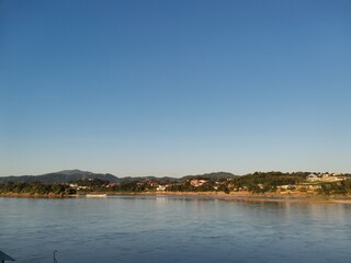 Maekhong riverside view with borderland on background