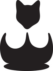 Cat Silhouette Vector Design with Stylized Base on Transparent Background