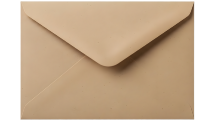 Beige envelope with flap up isolated on a transparent background paper stationery mail