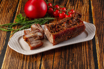 Baked pork belly with spices
