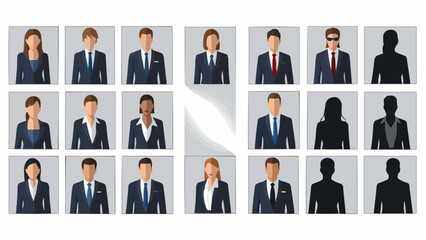 Diverse group of professional business people in formal attire.