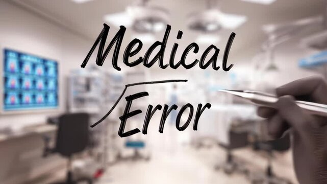 Medical error displayed in a modern hospital operating room