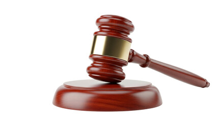 Wooden gavel on transparent background
