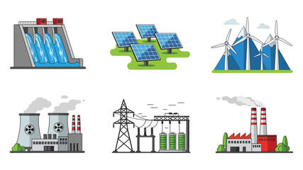 Diverse renewable and traditional energy sources illustrated in a colorful graphic