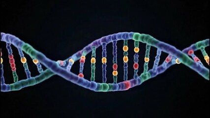 Vibrant DNA double helix structure with colorful nucleotides