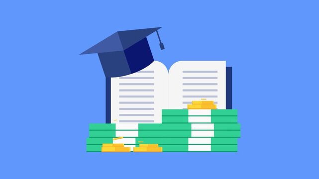 Student loan debt and college tuition fees animation