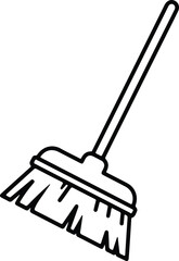 Vector Housekeeping floor broom cleaning tool simple outline icon black silhouette Illustration