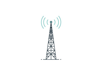 Fototapeta premium Telecommunication tower transmitting signals in a clear environment from a distant viewpoint with technology and infrastructure