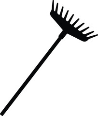 Vector long-handled garden rake essential farming equipment simple clean black silhouette Illustration