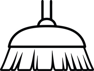 Vector simple cleaning broom head equipment line art symbol silhouette Illustration