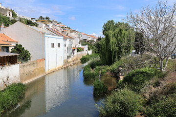 View of the city of Aljezur from the Aljezur River, Portugal 