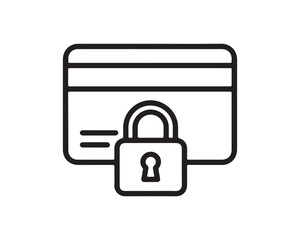 Credit Card Security and Protection Line Icon with Padlock Symbol