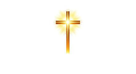Golden cross on transparent background