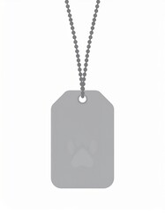 Blank Gray Dog Tag with Chain for Identification and Personalization.