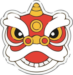 Cute Chinese Lion Dance Vector Mascot