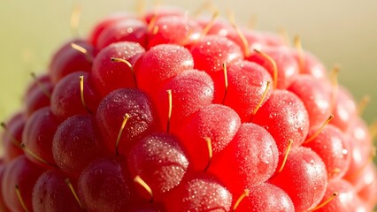 Close-up Macro of a Ripe Red Raspberry