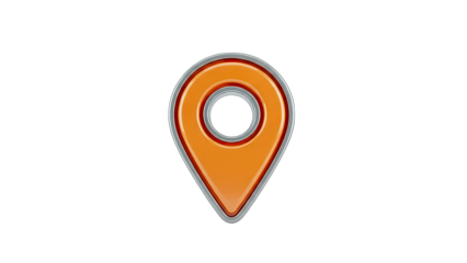 Orange Location Pin Icon on White Background