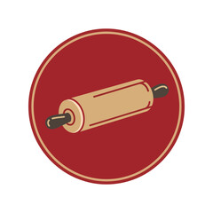 Vintage Rolling Pin Icon in Circle - High Quality Vector for Baking and Cooking Enthusiasts