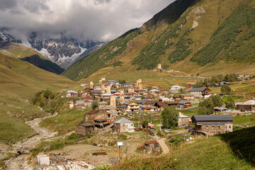 Ancient Ushguli Village In Svanetia, Georgia: High-Altitude Stone Settlement With Medieval Svan...