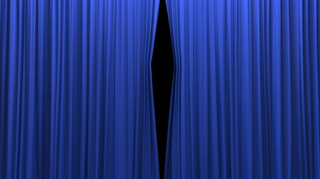 Blue silk curtains opening up